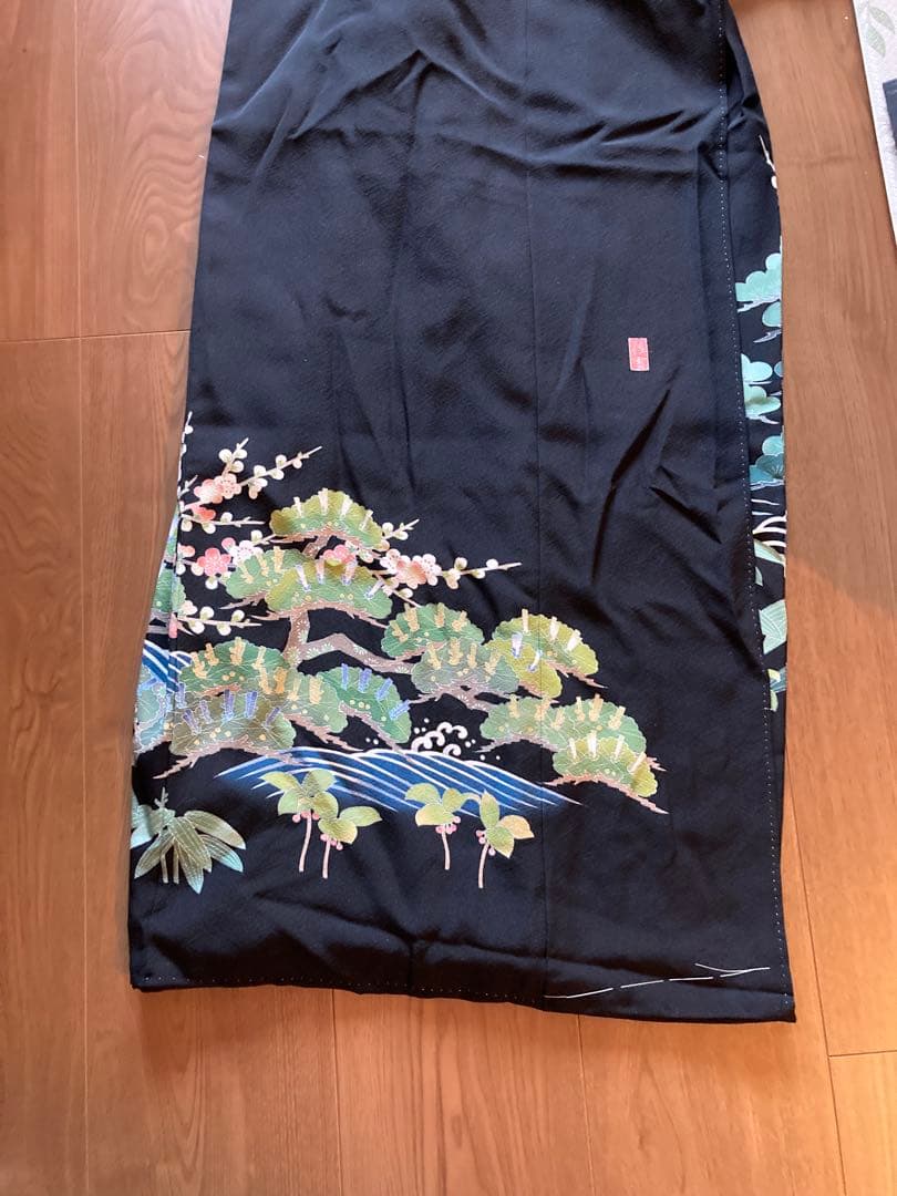 正絹留袖一点物リメイクワンピース　落款付き