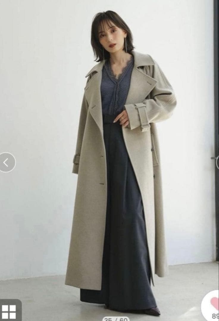 anuans ✨ウールトレンチコート 2024AW ♡GREY BEIGE