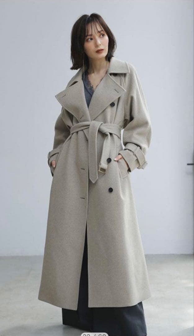 anuans ✨ウールトレンチコート 2024AW ♡GREY BEIGE