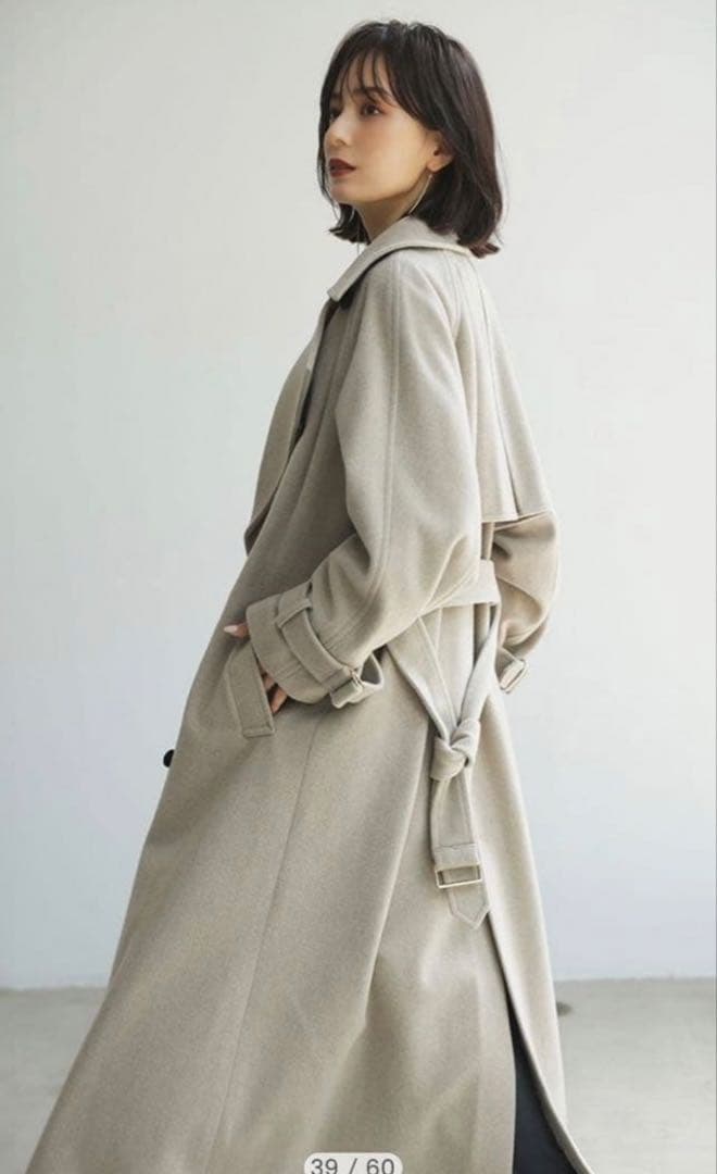 anuans ✨ウールトレンチコート 2024AW ♡GREY BEIGE