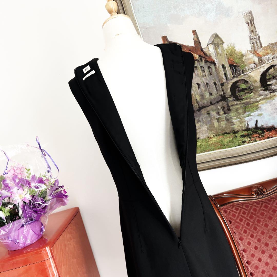 新品　 HERMES エルメス ブラック 刺繍　エレガント　ワンピース