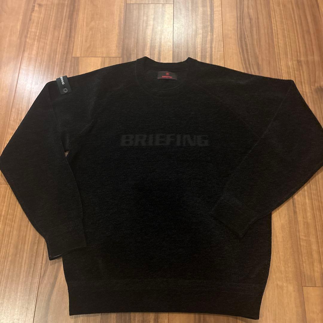 現行販売中　BRIEFING ロゴ入りクルーネックセーター S ブラック　メンズ