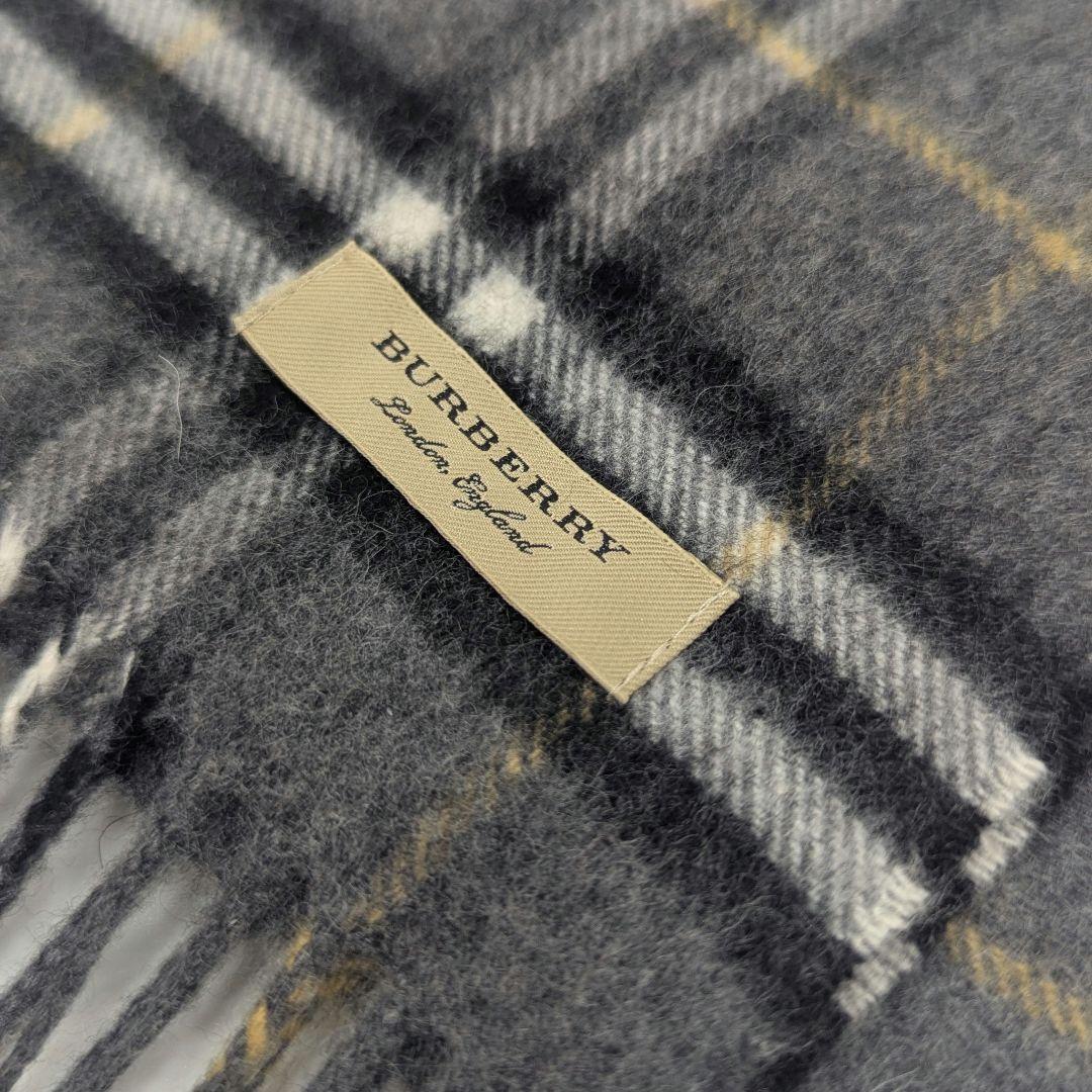 極美品✨近年モデル　カシミヤ100 バーバリー　ノバチェック　マフラー　グレー
