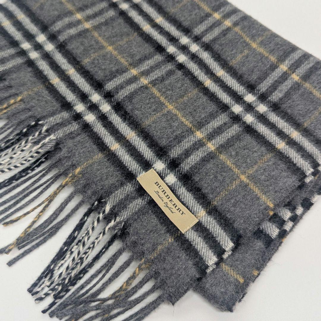 極美品✨近年モデル　カシミヤ100 バーバリー　ノバチェック　マフラー　グレー