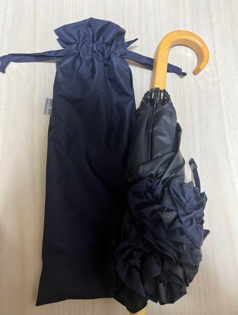 未使用　サンバリア100 2段　フリル　日傘　ネイビー　紺