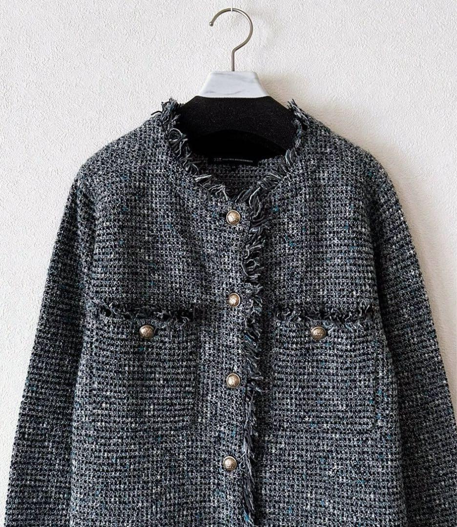 大きいサイズ44＊２３区 見上愛さんツイードニットジャケット＊自由区ICB組曲