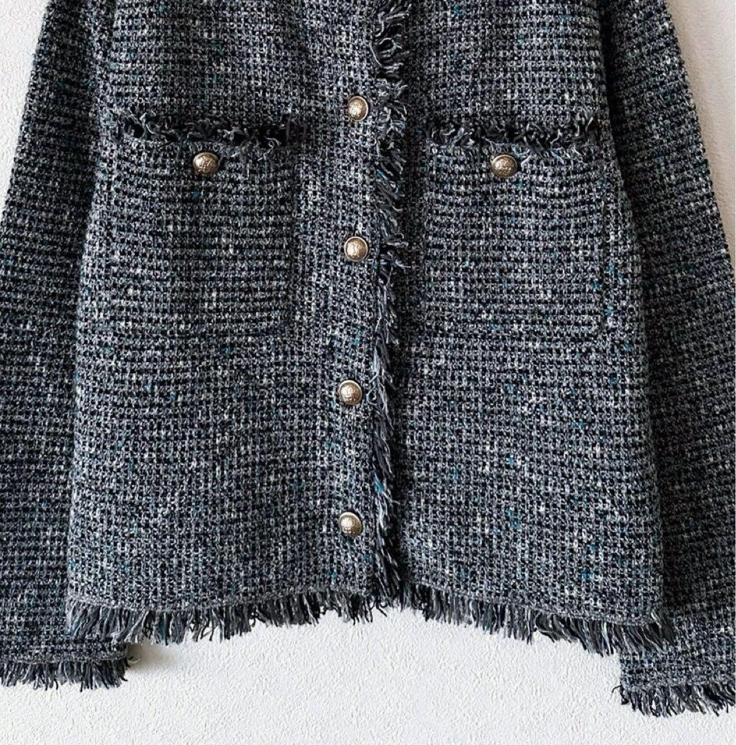 大きいサイズ44＊２３区 見上愛さんツイードニットジャケット＊自由区ICB組曲