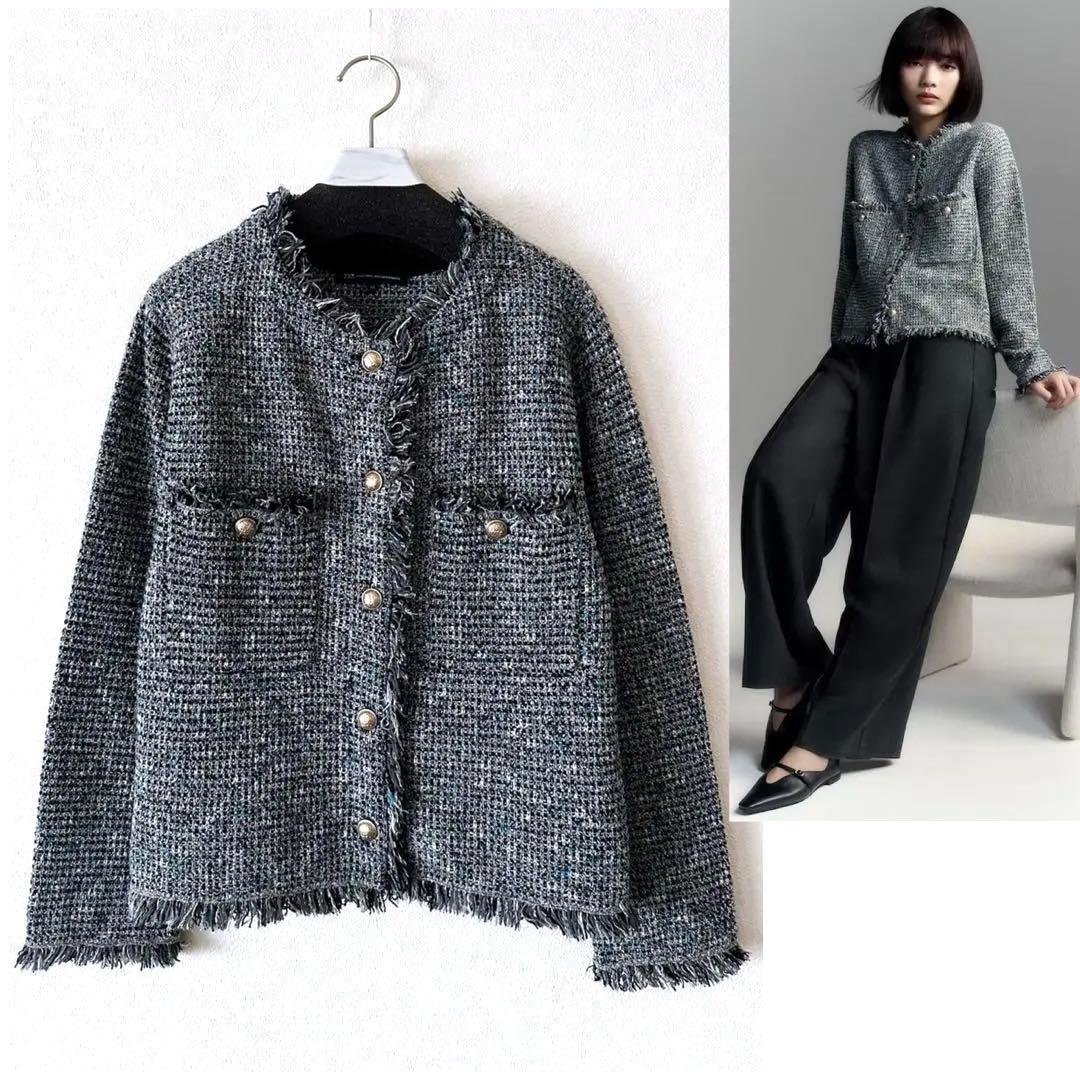 大きいサイズ44＊２３区 見上愛さんツイードニットジャケット＊自由区ICB組曲