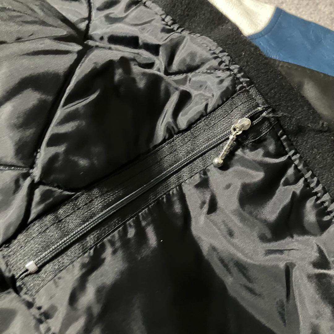 90sMIDWESTSPORTSWEARレザースタジャンウール切替刺繍カナダ製