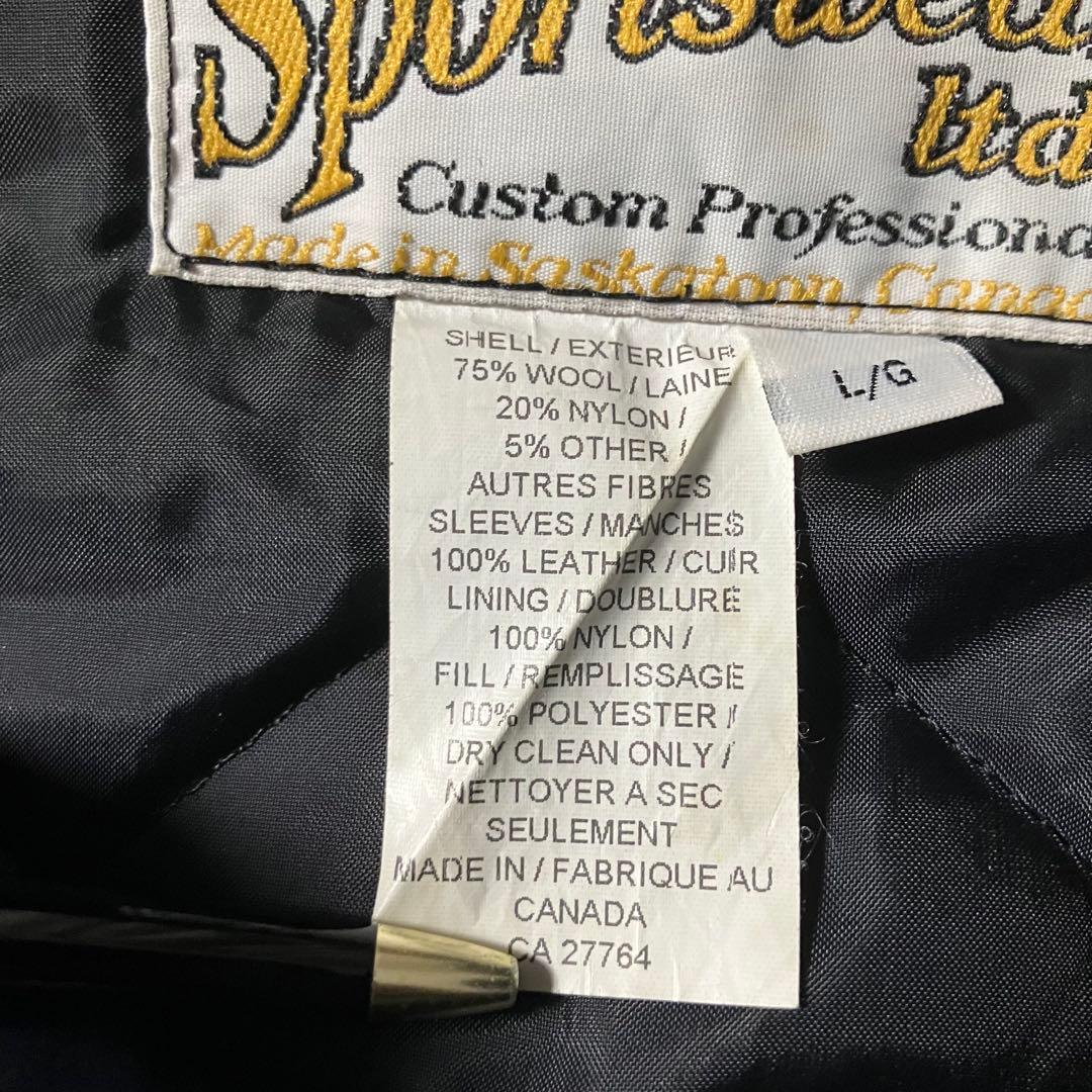 90sMIDWESTSPORTSWEARレザースタジャンウール切替刺繍カナダ製