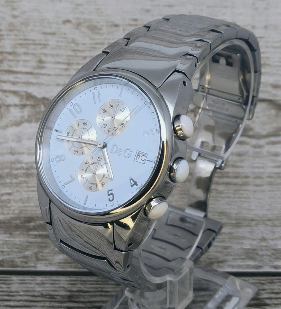 動作品　ドルチェ＆ガッバーナ　ホワイト　ステンレス　腕時計　ドルガバ　D&G