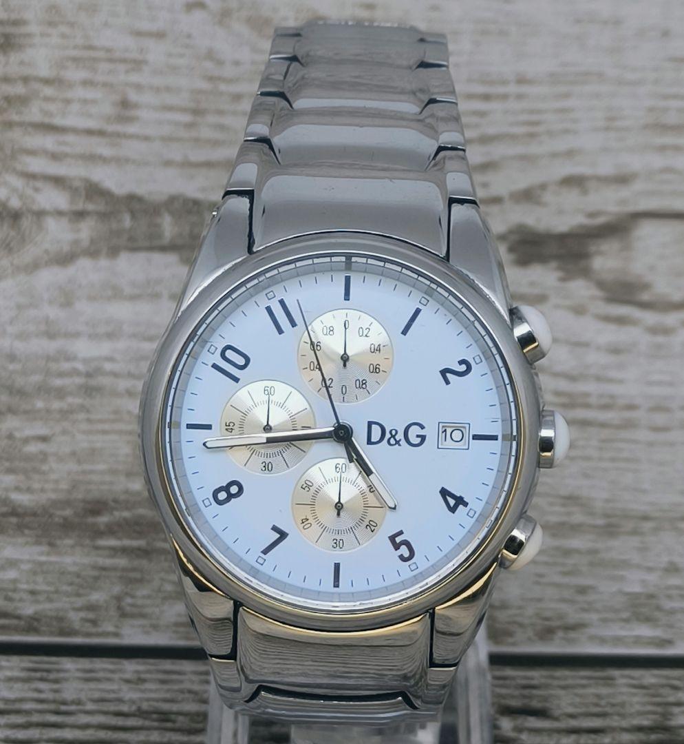 動作品　ドルチェ＆ガッバーナ　ホワイト　ステンレス　腕時計　ドルガバ　D&G
