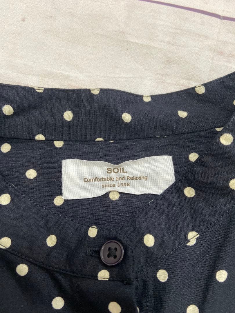 SOIL ソイル　40S ポプリン ドットプリントシャツワンピース　長袖　ロング