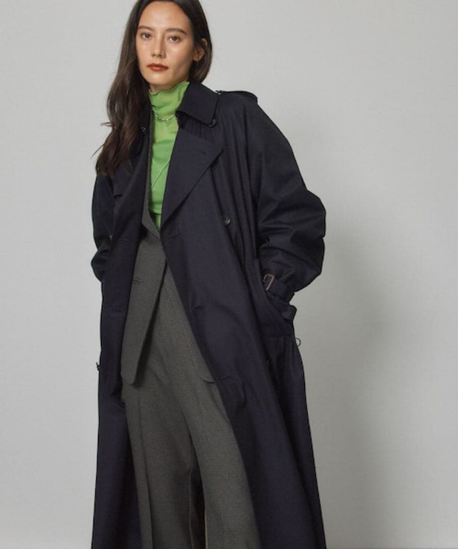 PUBLIC TOKYO ハイクラストレンチコート ネイビー
