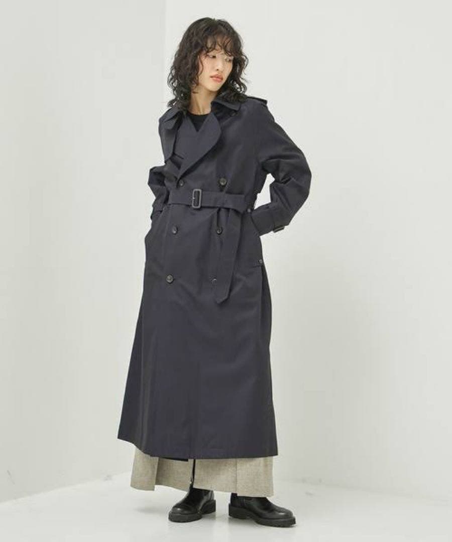 PUBLIC TOKYO ハイクラストレンチコート ネイビー