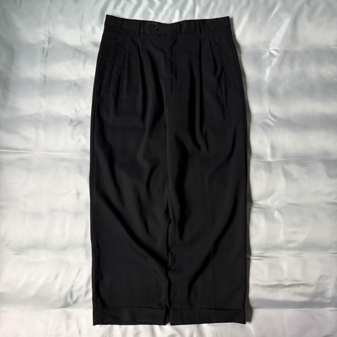 90s vintage イタリア製 ウール ツータック ワイドスラックス ユーロ