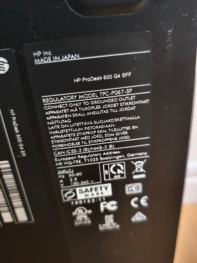 HP ProDesk デスクトップPC 600G4sff i5 8500