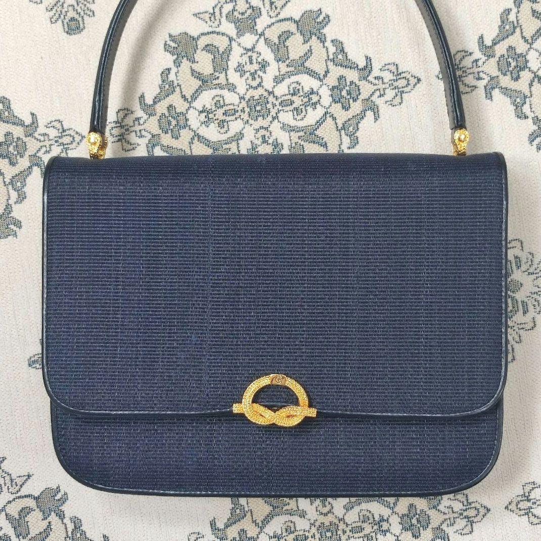 COMTESSE　コンテス　ワンハンドルバッグ　ホースヘアー×レザー　ネイビー