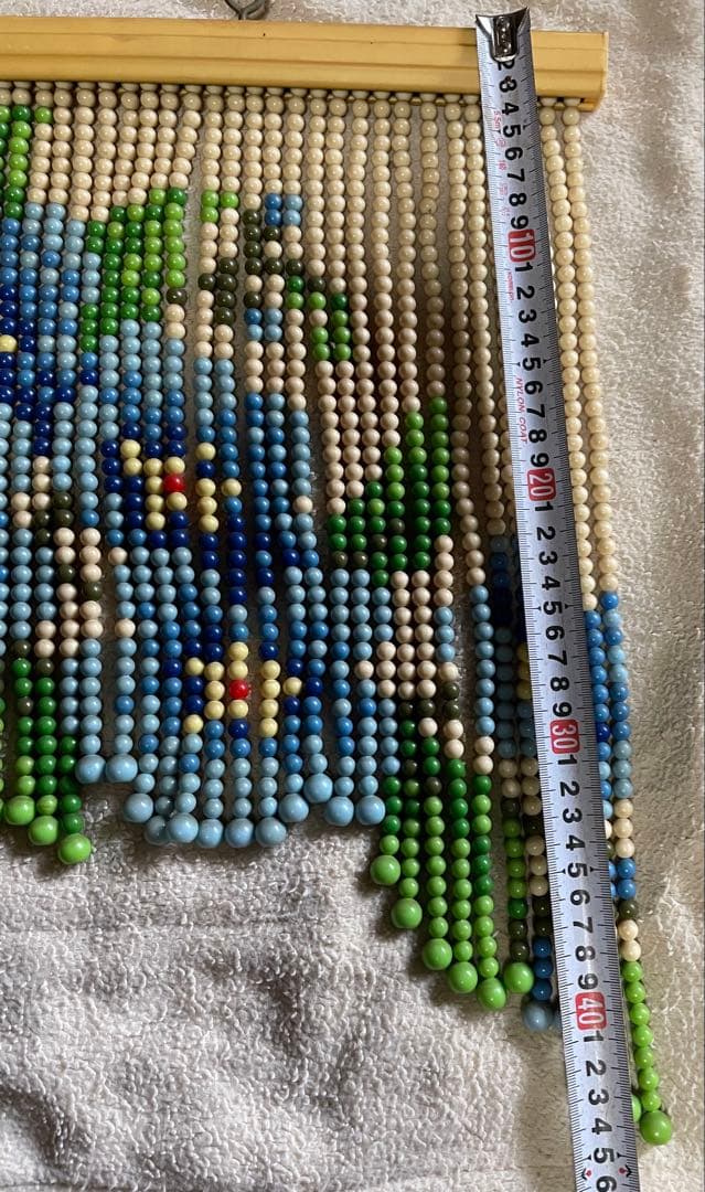 【昭和レトロ】【希少】ビーズのれん 青い花 デザイン