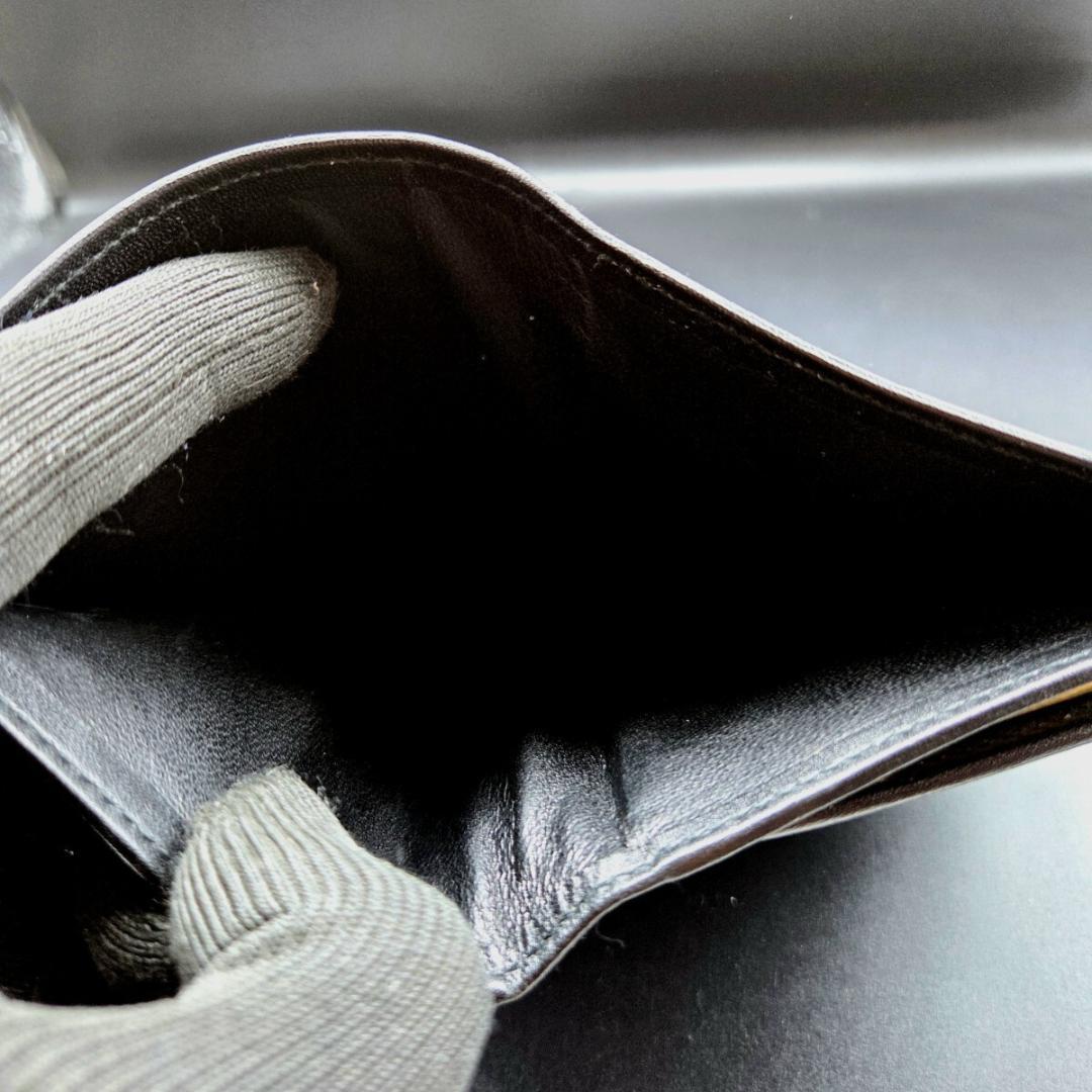 美品 グッチ GUCCI バンブー がま口 二つ折り財布 レザー ブラック