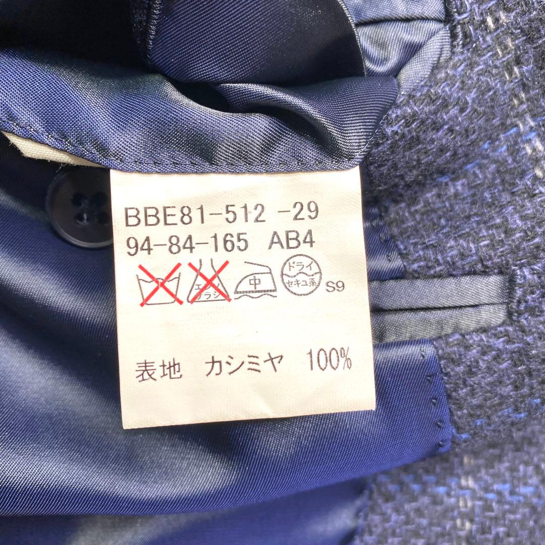 美品✨Burberry テーラード カシミヤ100% チェック M ネイビー