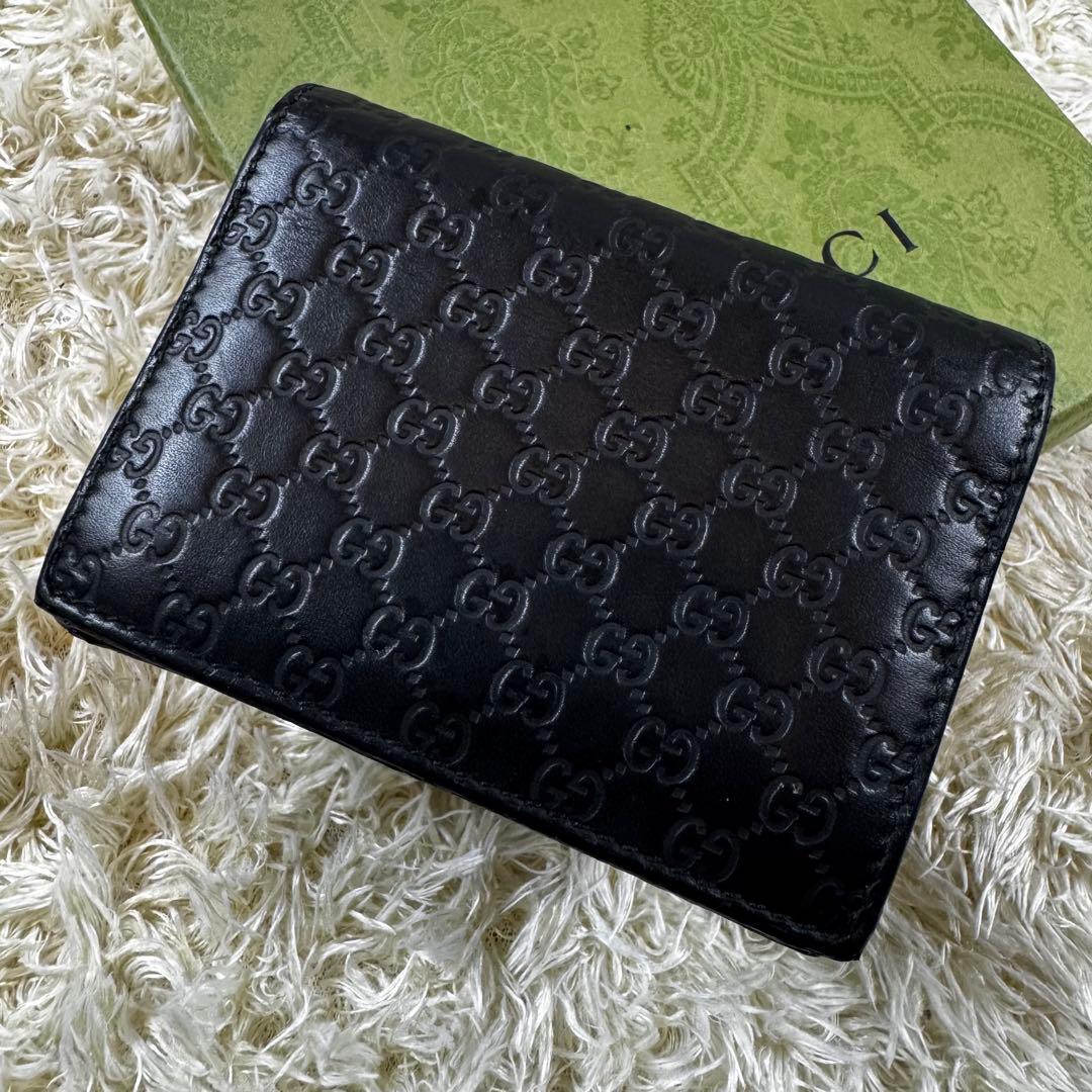 大人気✨グッチ　二つ折り財布　マイクロシマ　レザー　GG 本革　544474
