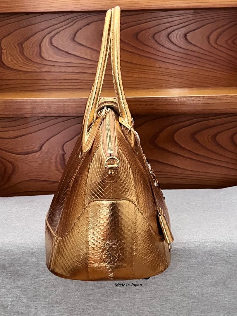 【新品同様】新作ADMJ スネークレザー/ステラモチーフノーブルファスナートート