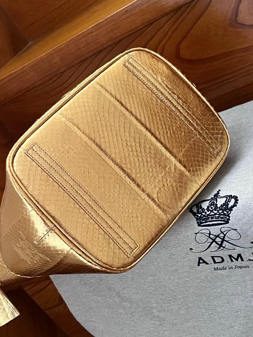 【新品同様】新作ADMJ スネークレザー/ステラモチーフノーブルファスナートート