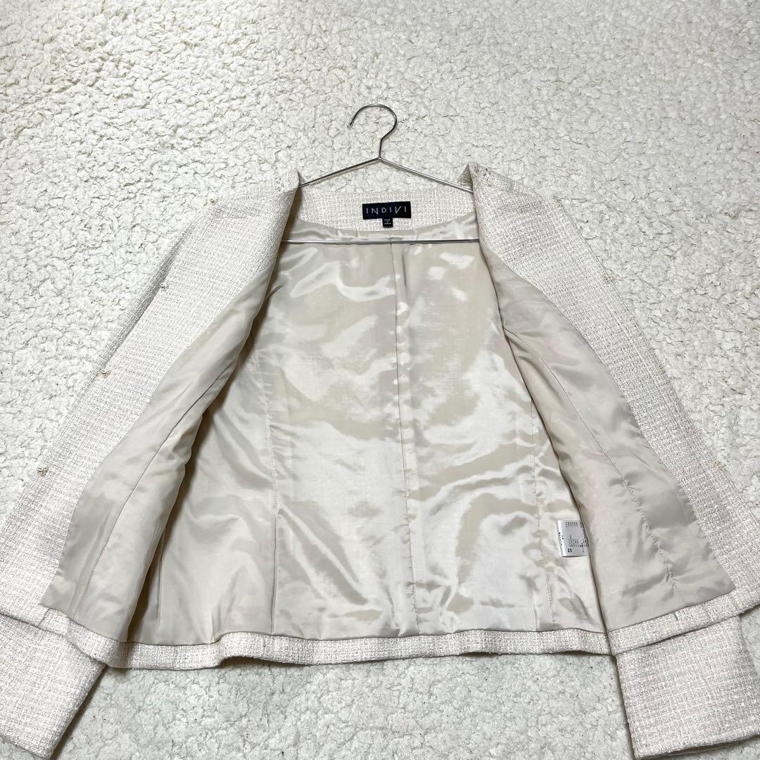 未使用 大きいサイズ INDIVI ノーカラージャケット 42 セレモニー