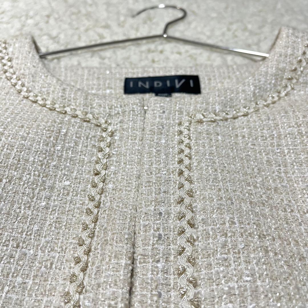 未使用 大きいサイズ INDIVI ノーカラージャケット 42 セレモニー