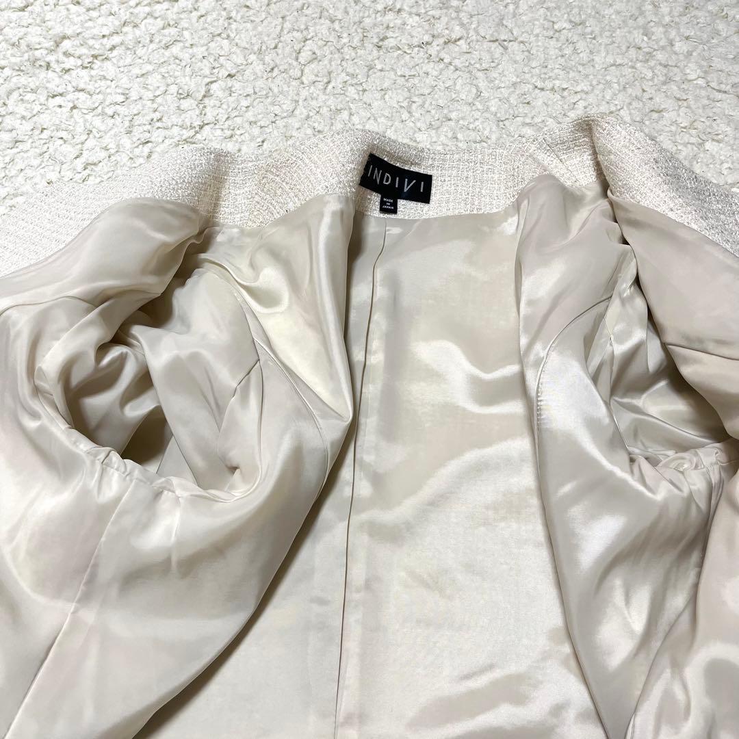 未使用 大きいサイズ INDIVI ノーカラージャケット 42 セレモニー