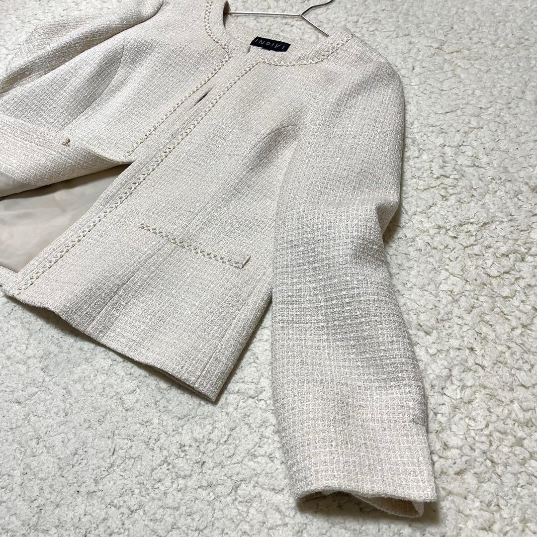 未使用 大きいサイズ INDIVI ノーカラージャケット 42 セレモニー