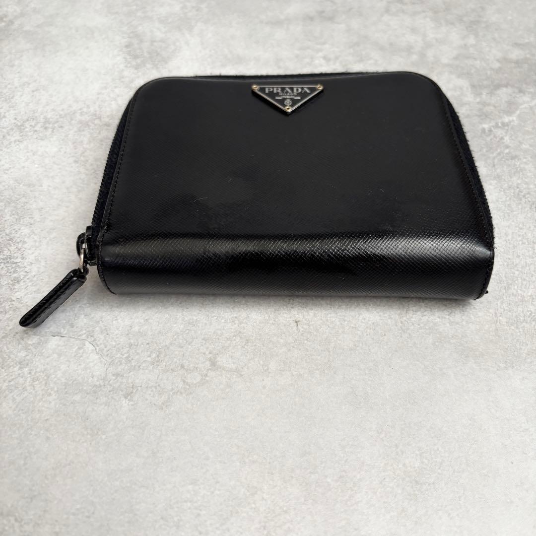 値下げ済み PRADA コンパクトウォレット サフィアーノレザー ブラック