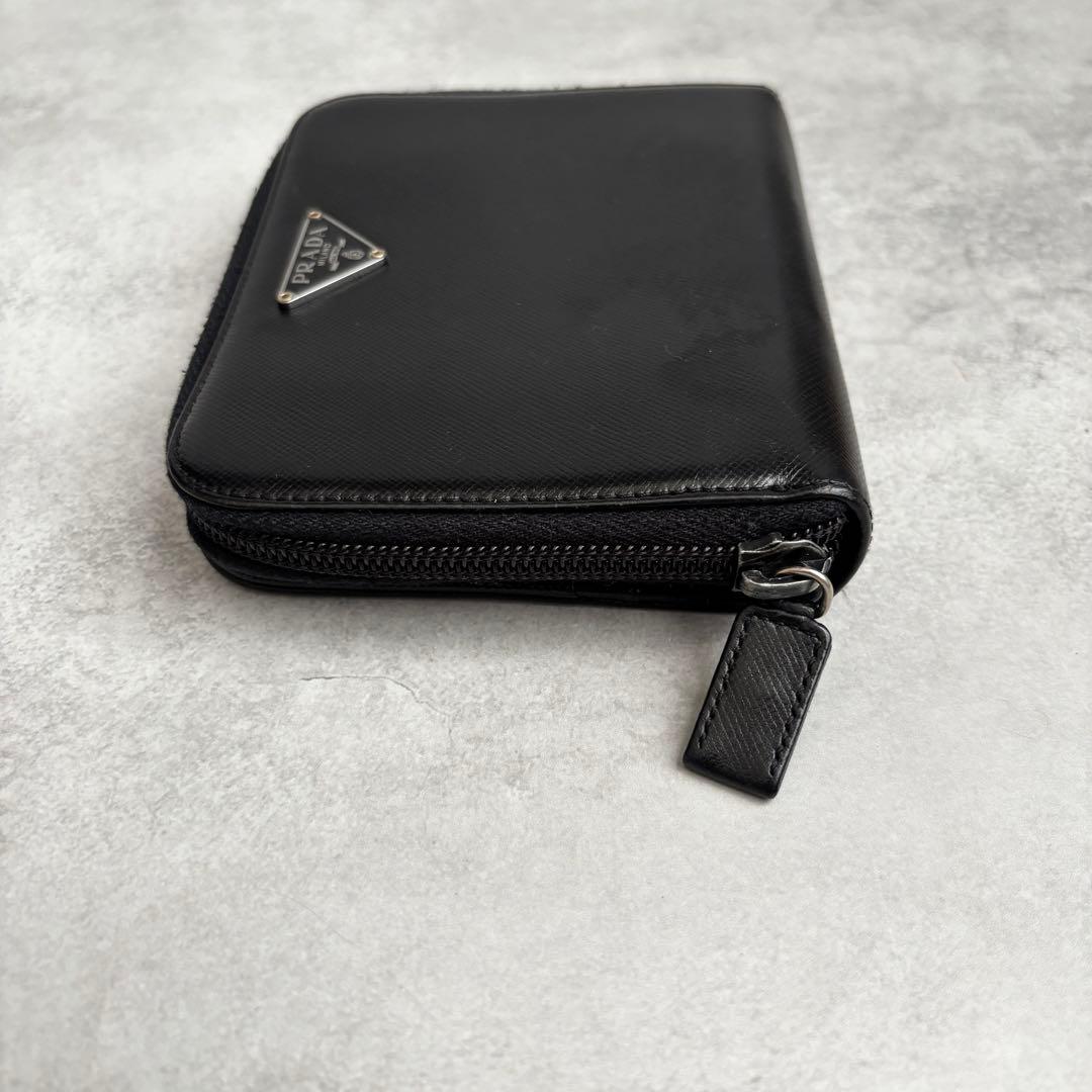 値下げ済み PRADA コンパクトウォレット サフィアーノレザー ブラック
