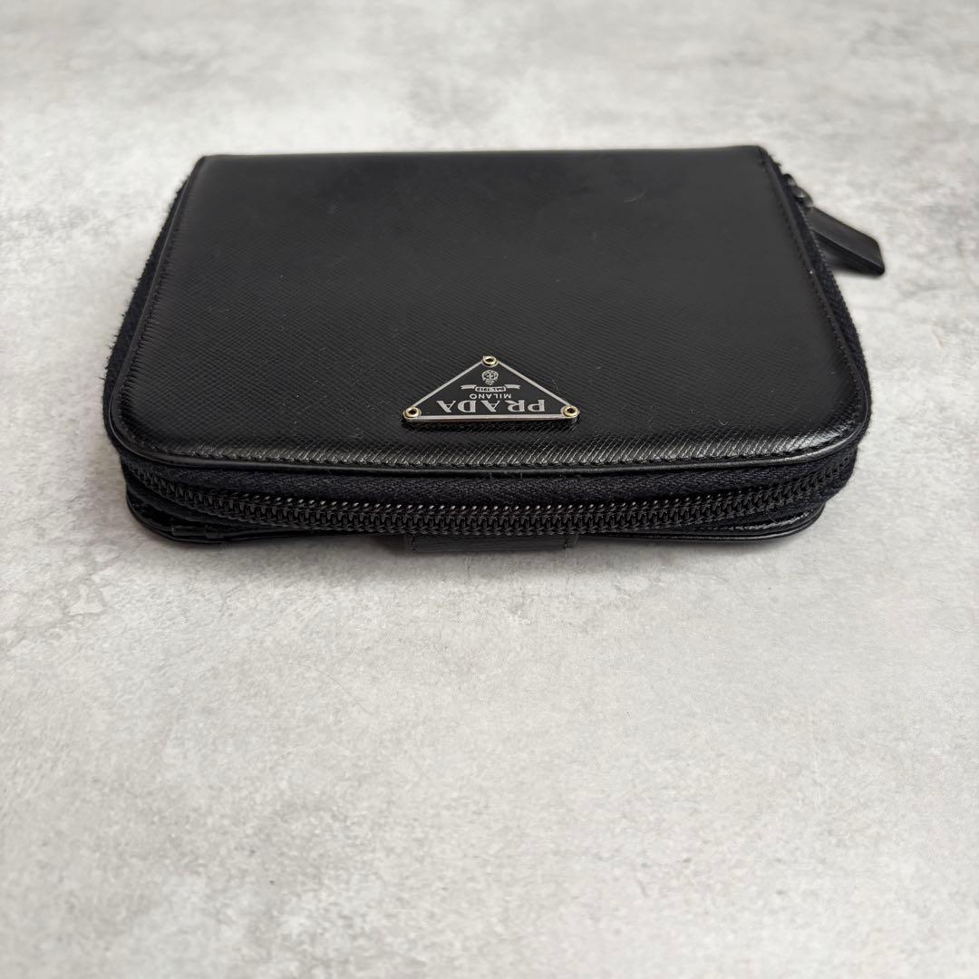 値下げ済み PRADA コンパクトウォレット サフィアーノレザー ブラック