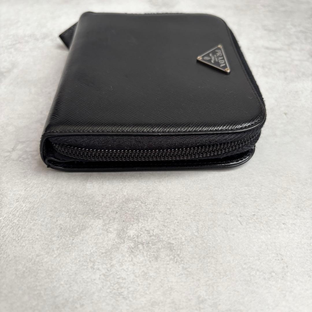値下げ済み PRADA コンパクトウォレット サフィアーノレザー ブラック
