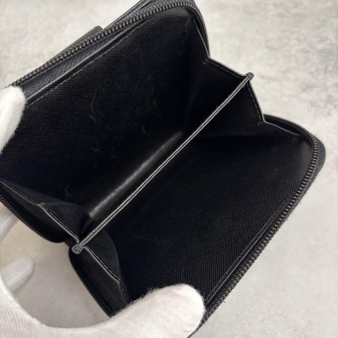 値下げ済み PRADA コンパクトウォレット サフィアーノレザー ブラック