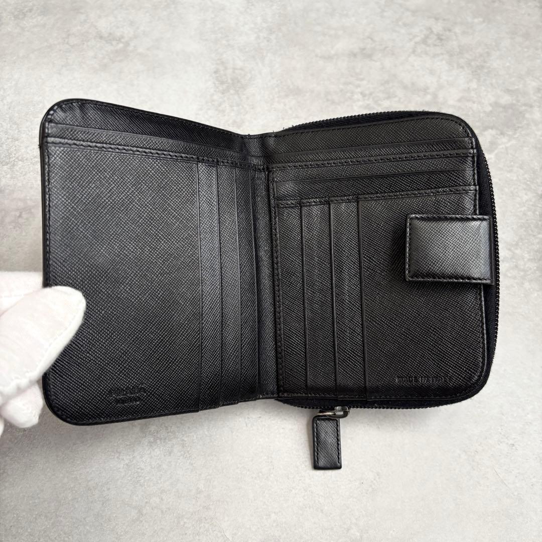 値下げ済み PRADA コンパクトウォレット サフィアーノレザー ブラック