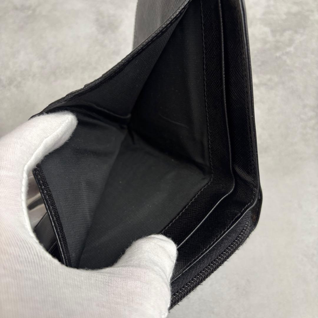 値下げ済み PRADA コンパクトウォレット サフィアーノレザー ブラック