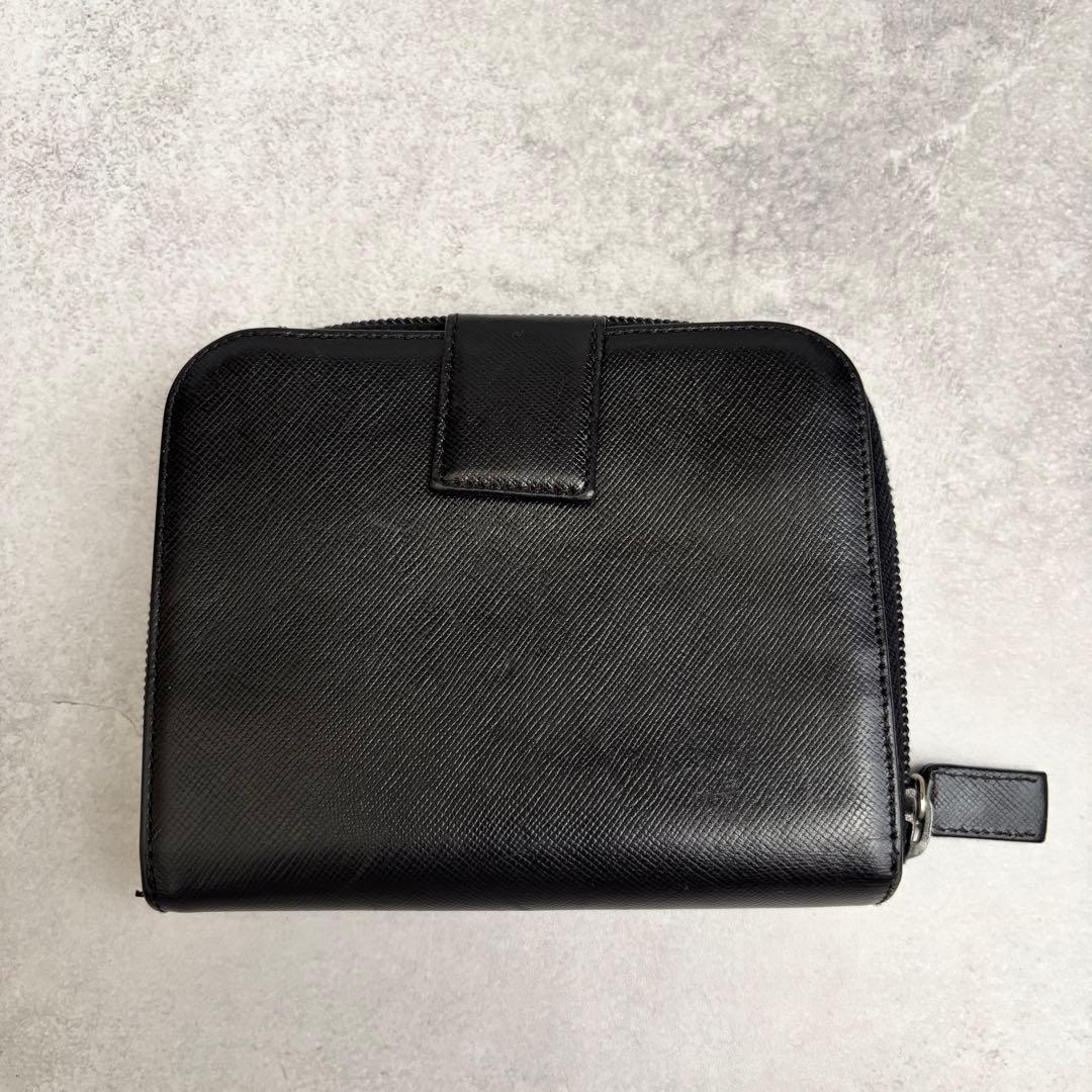 値下げ済み PRADA コンパクトウォレット サフィアーノレザー ブラック