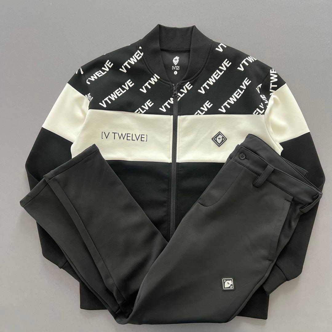 V12 ヴィトゥエルブ　セットアップ　ジャケット　パンツ　メンズ　総柄　L 黒