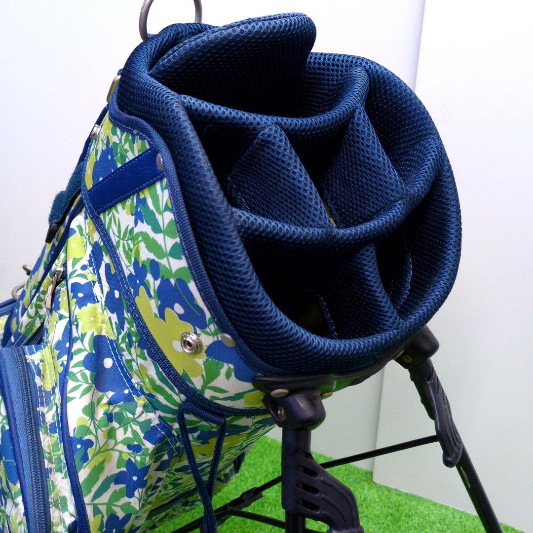 フィッシャー　スタンド式ゴルフバッグ 　6分割　青緑花柄