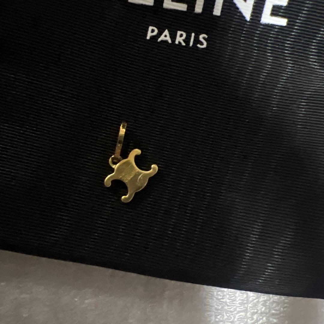 セリーヌ 水色　ゴールド　ネックレスチャーム