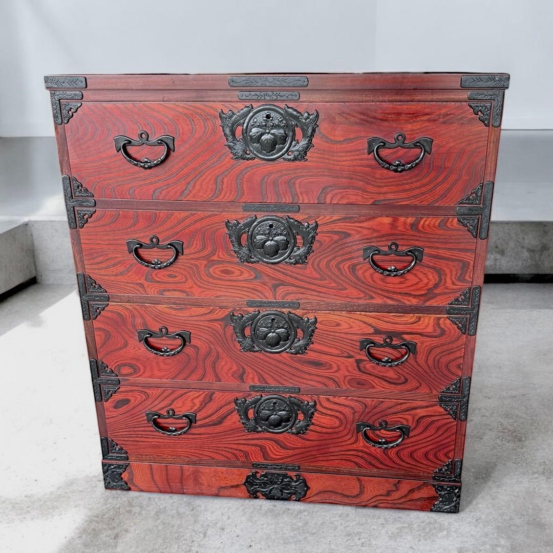 HR836 岩谷堂箪笥　4段4杯　鍵付き 南部鉄器　漆塗り最高級