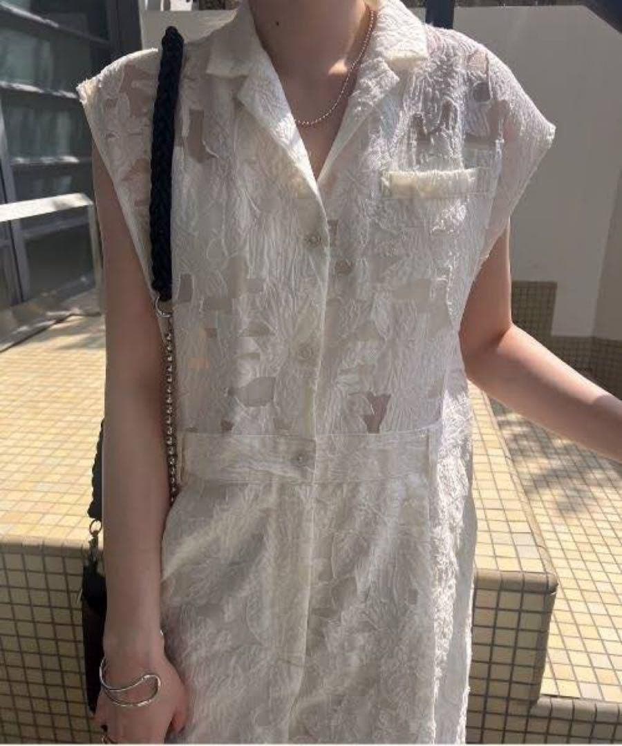 AMERI✨SHEER JACQUARD TAILORED ROMPERS S