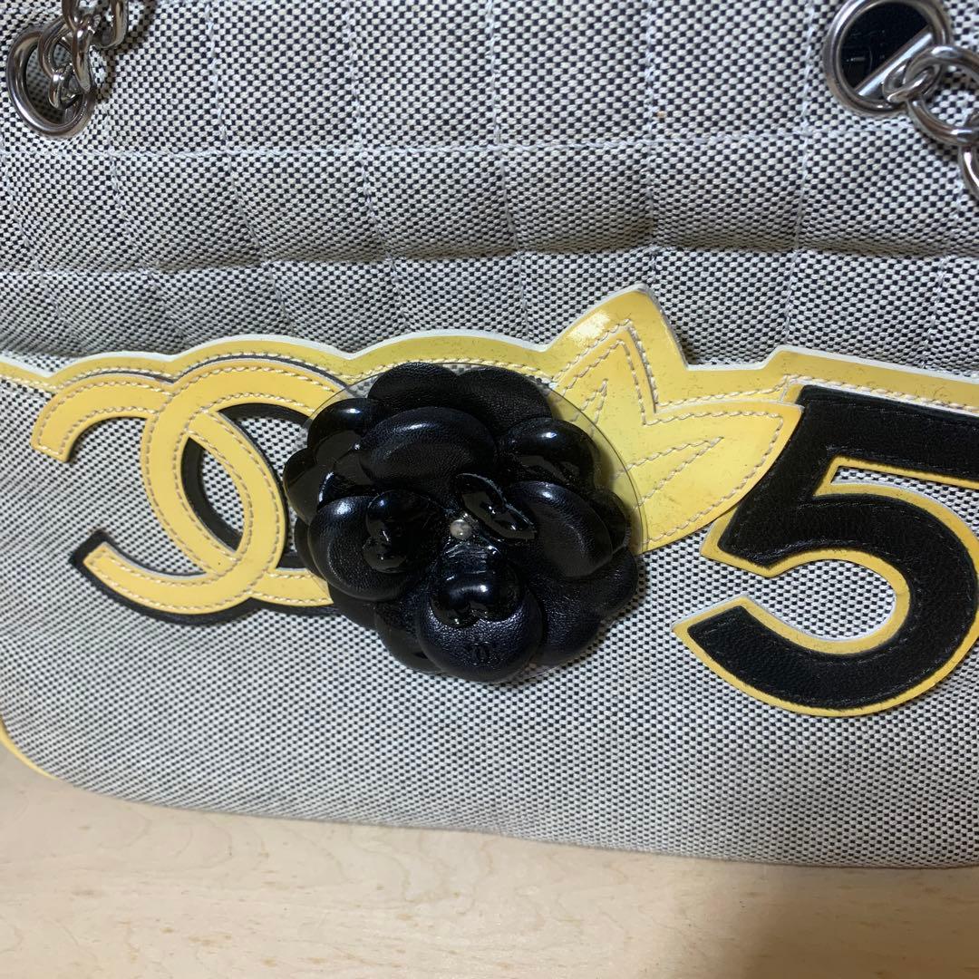 CHANEL シャネル カメリア NO5 チョコバー チェーントート グレー