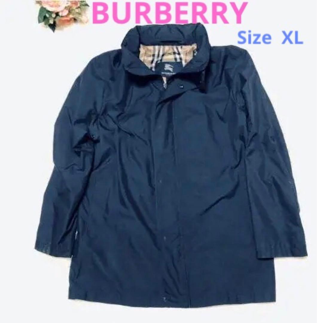 ★Burberry★ ステンカラーコート ノバチェック ネイビー XL