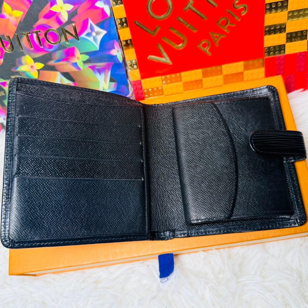 【セール！】ルイヴィトン エピ 二つ折り財布 ポルトビエコンパクト 黒 ブラック