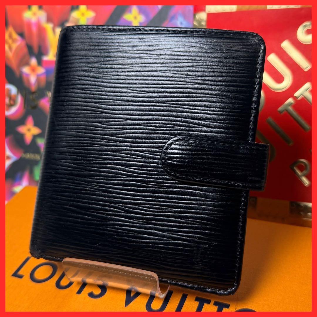 【セール！】ルイヴィトン エピ 二つ折り財布 ポルトビエコンパクト 黒 ブラック
