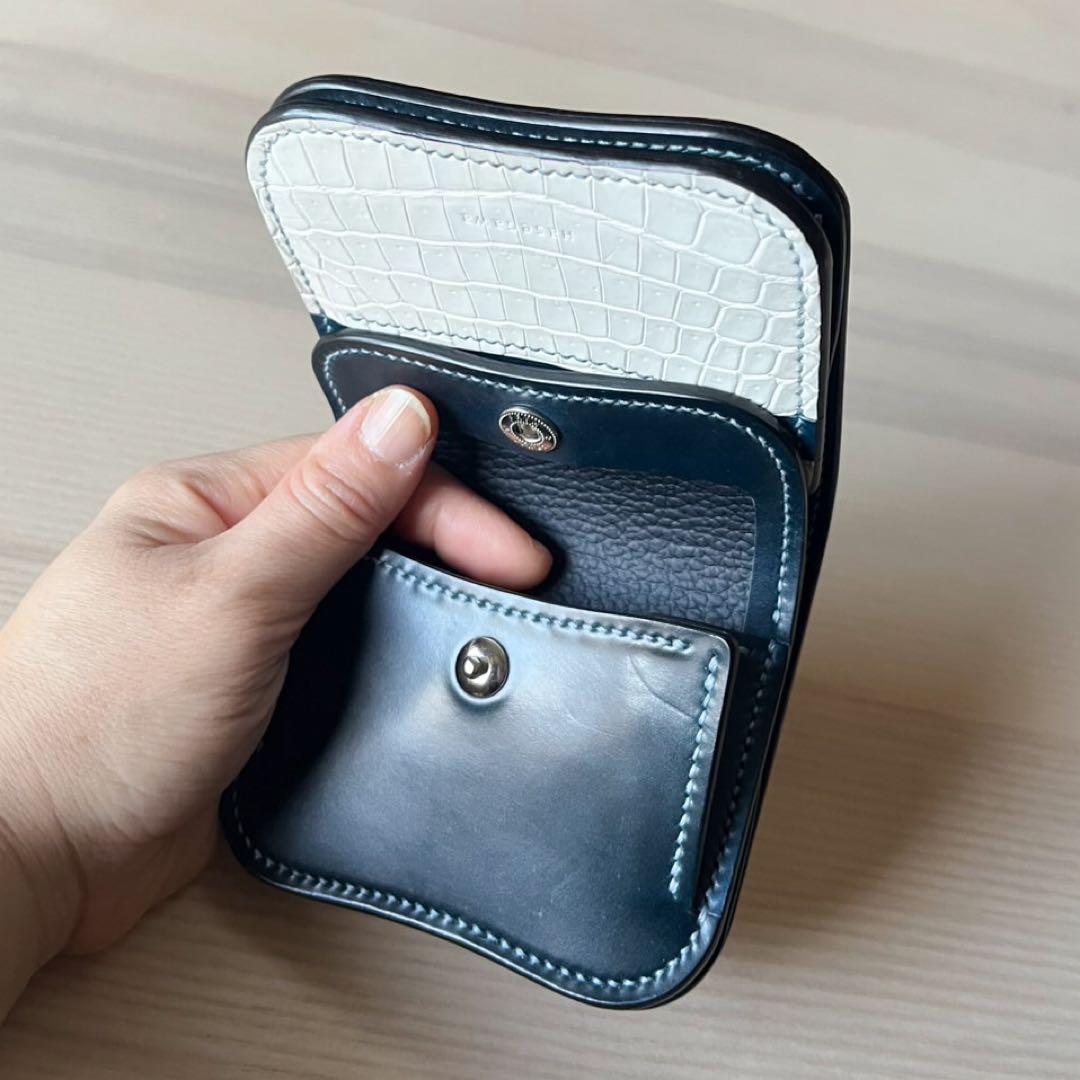 二つ折り財布 クロコダイル ポロサス ヒマラヤ コードバン